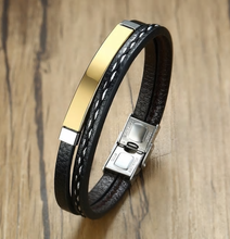 Load image into Gallery viewer, Engrave your own Stainless Steel Leather Bracelet - Mr.YouWho